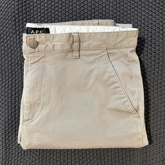 A.P.C. Pants Mens 33 Chino Casual Flat Front Straight Slim Beige - Picture 1 of 9